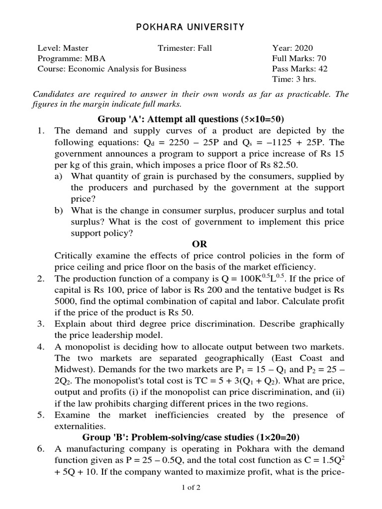 Economic Analysis For Business | PDF | Profit (Economics) | Monopoly