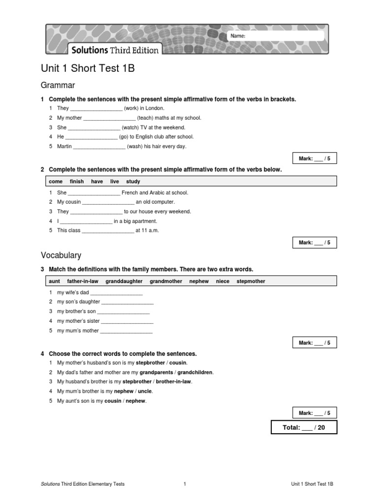 Unit 1 Short Test: Present Simple | PDF | Career & Growth | Foreign ...