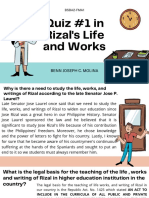 Quiz #1 in Rizal's Life and Works by BJ MOLINA