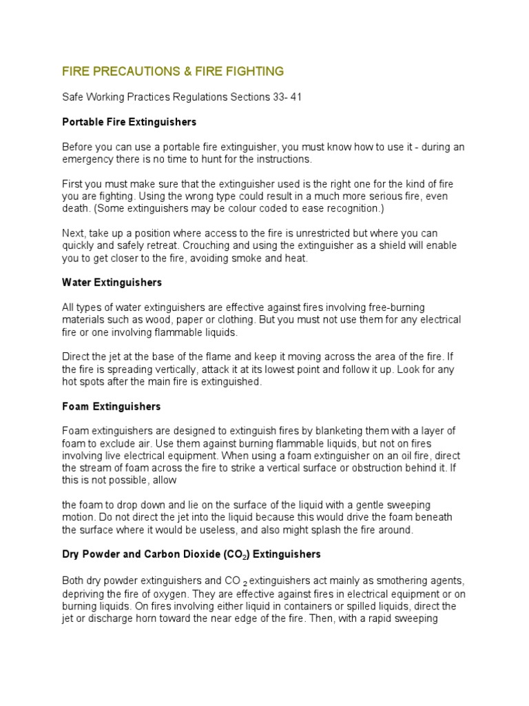 Fire Precautions & Fire Fighting | PDF | Fires | Chemical Process ...