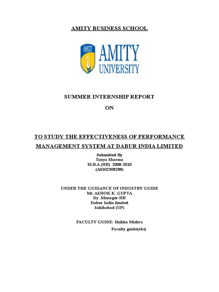 Documents Pub Dabur Internship Pdf Performance Appraisal Goal