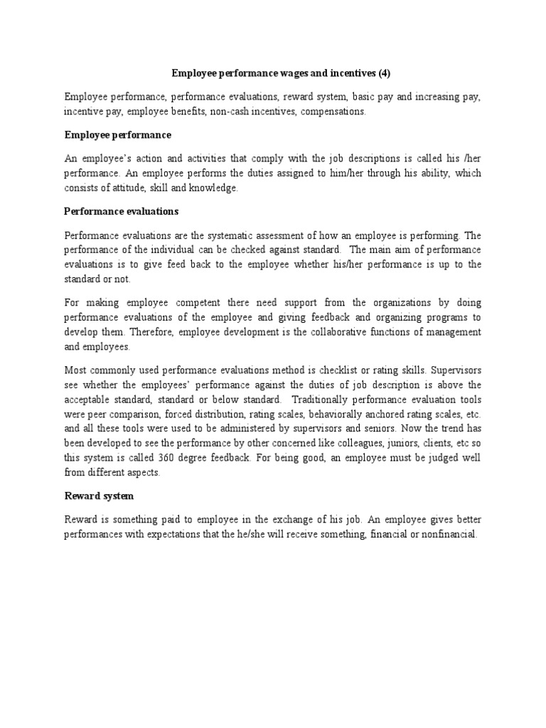 Employee Performance and Incentives Guide | PDF | Employment ...