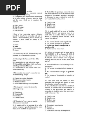 100 Question Law on Sales
