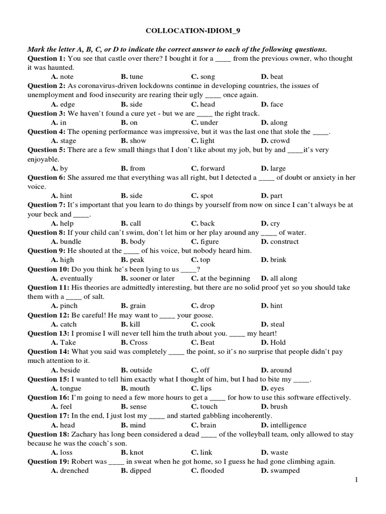 Collocation-Idiom 9 Question | PDF