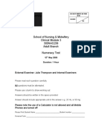 School of Nursing & Midwifery Clinical Module 3 300NAS209 Adult Branch Numeracy Test