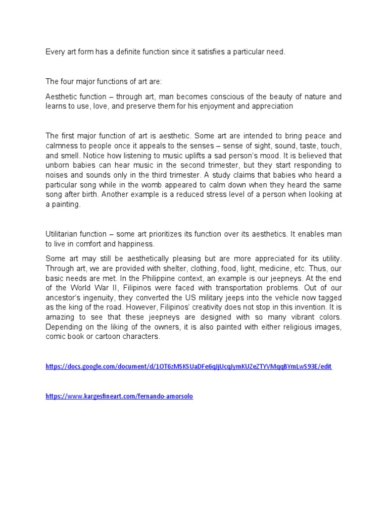 Aesthetic Functions of Art Explained | PDF