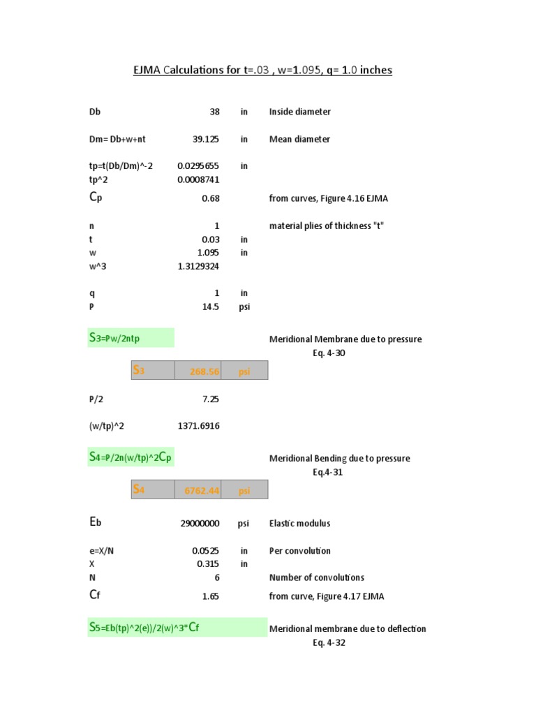 EJMA Bellows Calculation Overview | PDF | Chemistry | Solid Mechanics