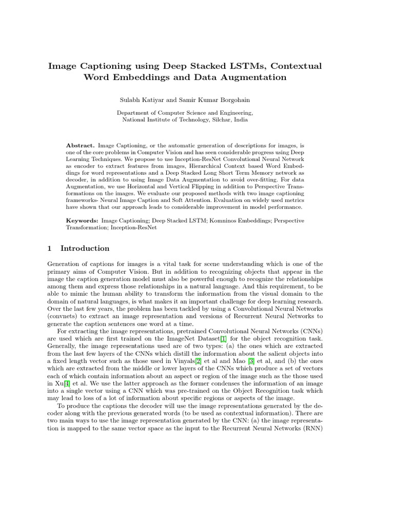 Deep LSTM Image Captioning Techniques | PDF | Deep Learning ...