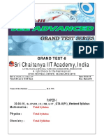 Sri Chaitanya IIT Academy, India: Grand Test-8