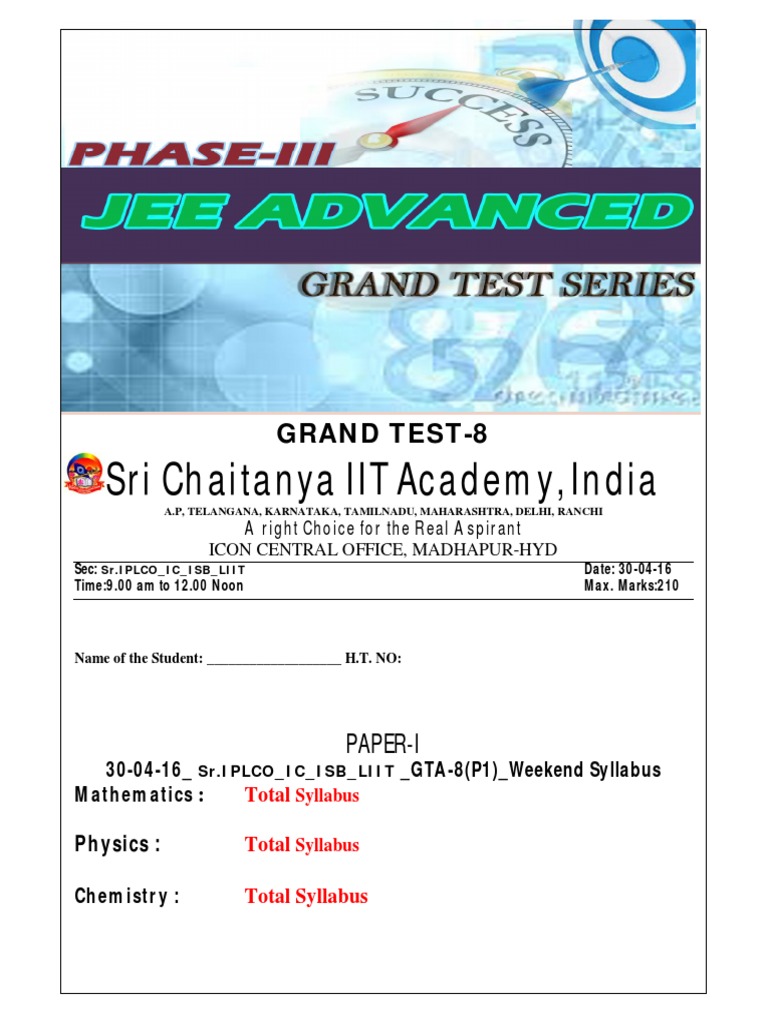JEE Advanced 2014 Model Test Paper | PDF | Inductor | Speed