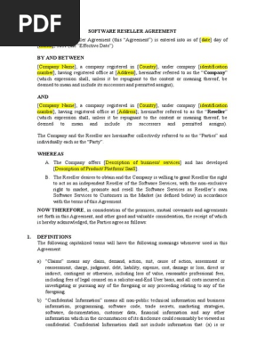 Software Reseller Agreement