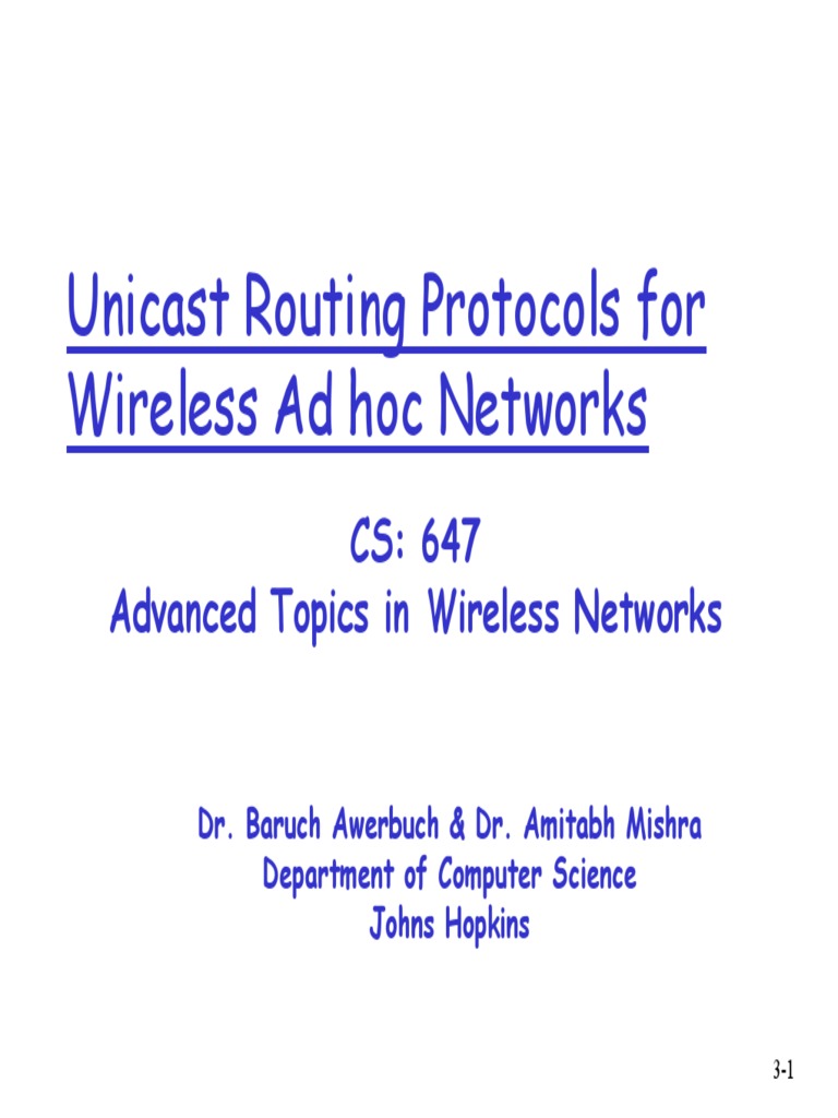 Unicast routing protocols for wireless ad hoc networks pdf routing