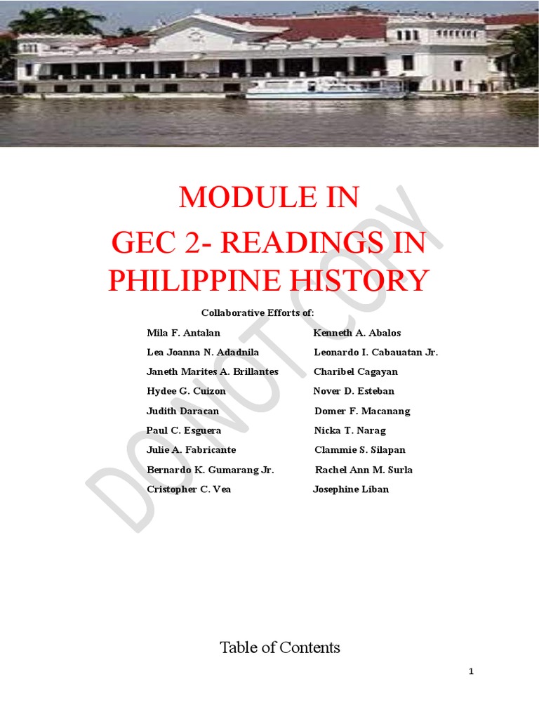 GEC 2: Readings in Philippine History | PDF