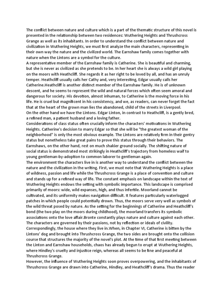 The Conflict Between Nature and Culture Which Is A Part of The Thematic