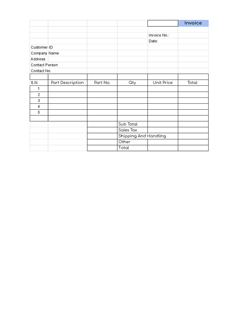 Spare Parts Invoice Template | PDF