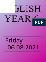 English Year 6: Friday 06.08.2021
