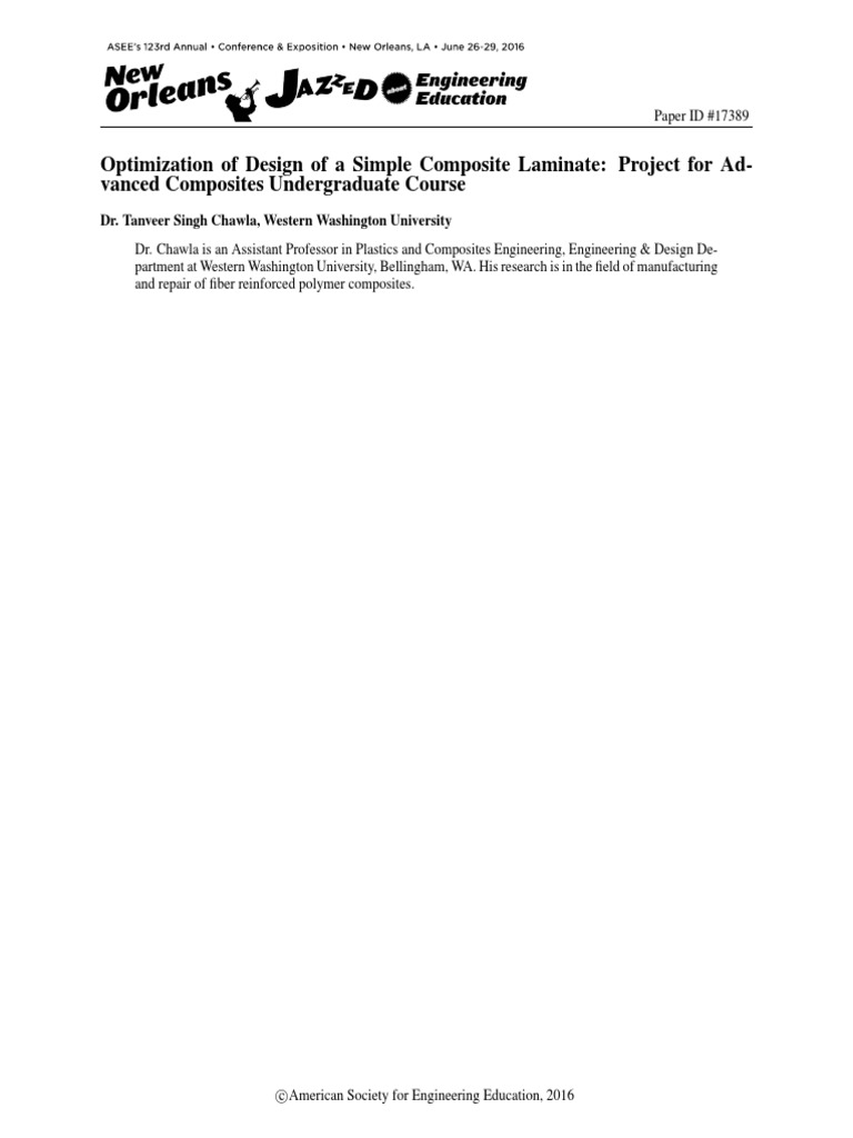 Optimization of Design of A Simple Composite Laminate Project For