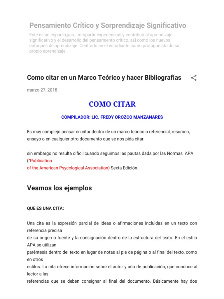 Citas y Referencias en Normas APA | PDF | Autor | Estilo apa