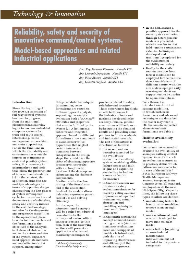 Railway Control System Reliability Models | PDF