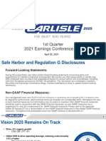 1st Quarter 2021 Earnings Conference Call: April 22, 2021
