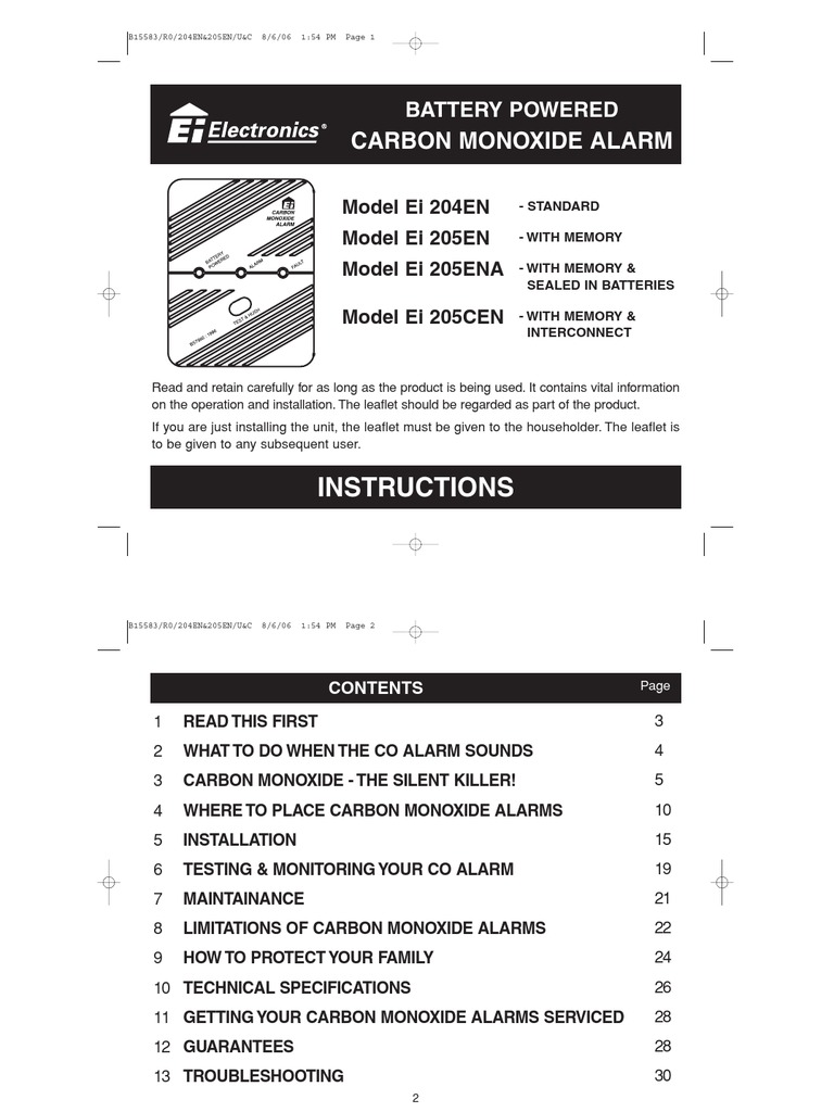 Carbon Monoxide Alarm (Ei204en) PDF Carbon Monoxide Combustion