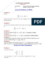 Numerical Solutions of Odes: Problem 1