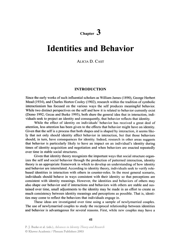 Identities and Behavior Aucia Cast PDF Identity (Social Science