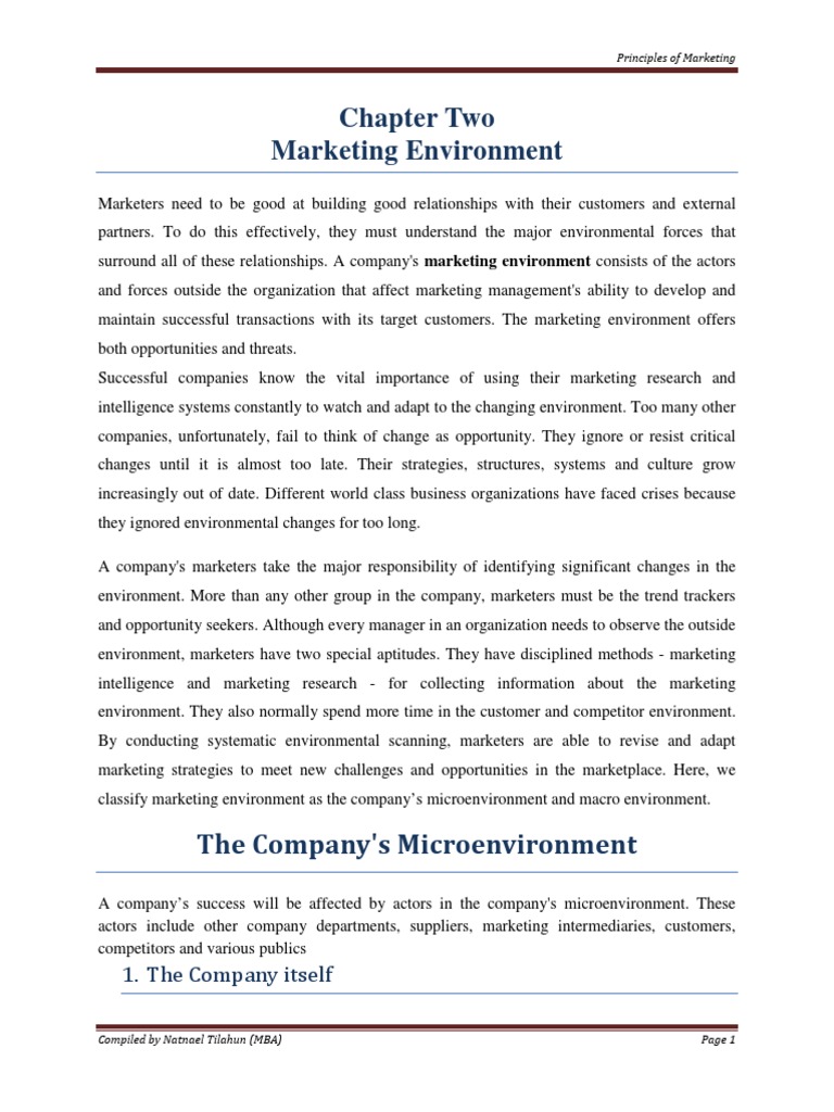 Chapter 2 Marketing Environment Pdf Marketing Market Economics