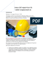 Las obligaciones del supervisor de seguridad y salud ocupacional en minería