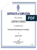 Certificate of Completion for Solid Waste Management