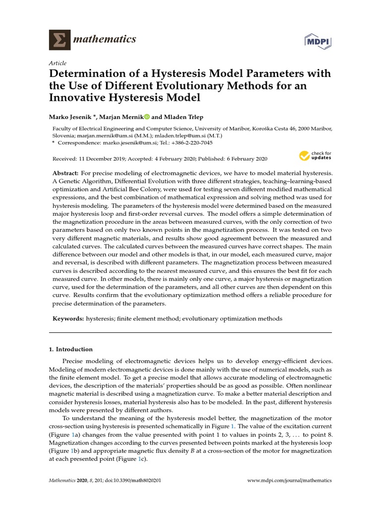 Mathematics: Determination of A Hysteresis Model Parameters With The ...