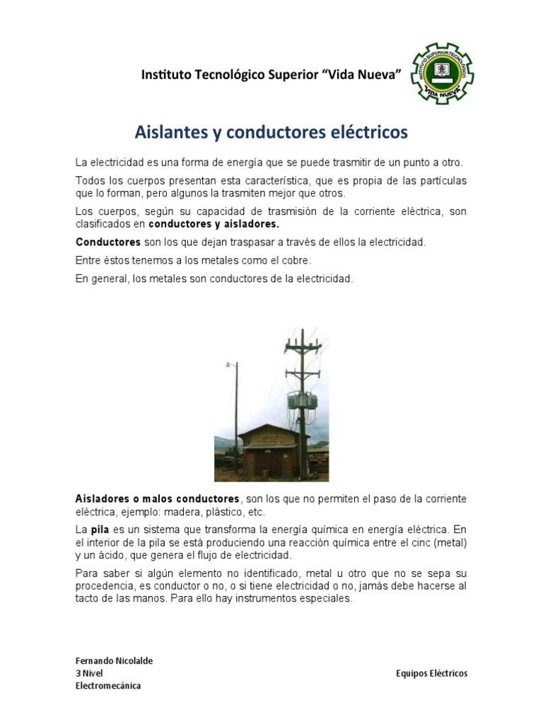 Aislantes y Conductores Eléctricos | PDF | Aislador (Electricidad ...