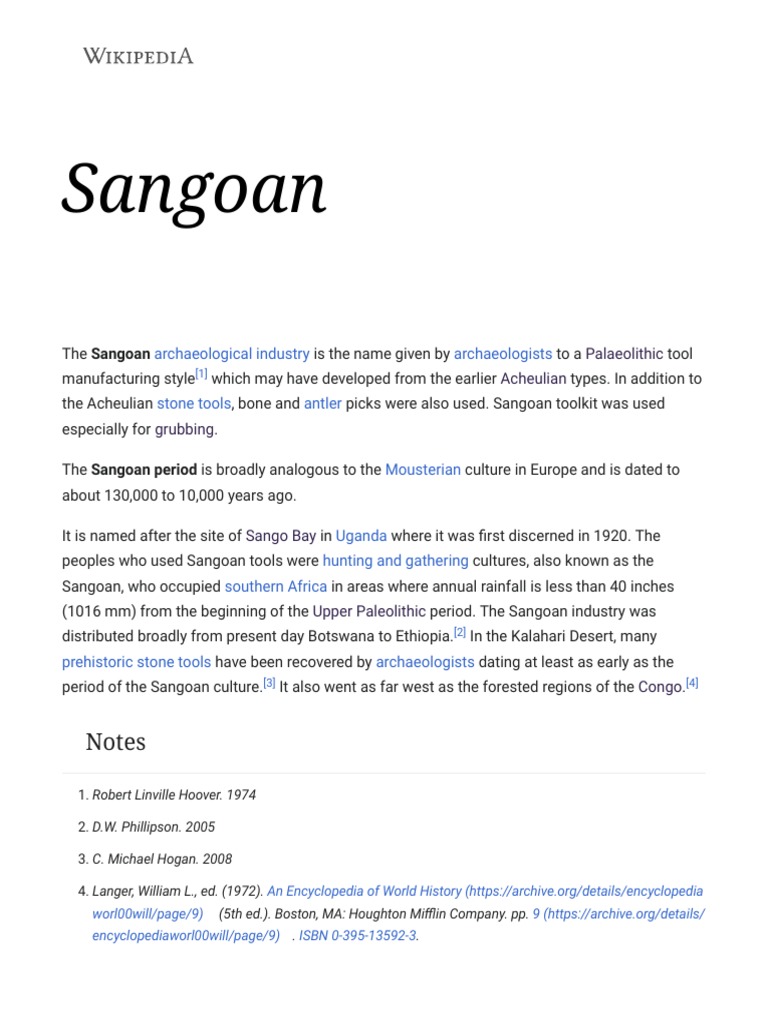 Sangoan - Wikipedia | PDF
