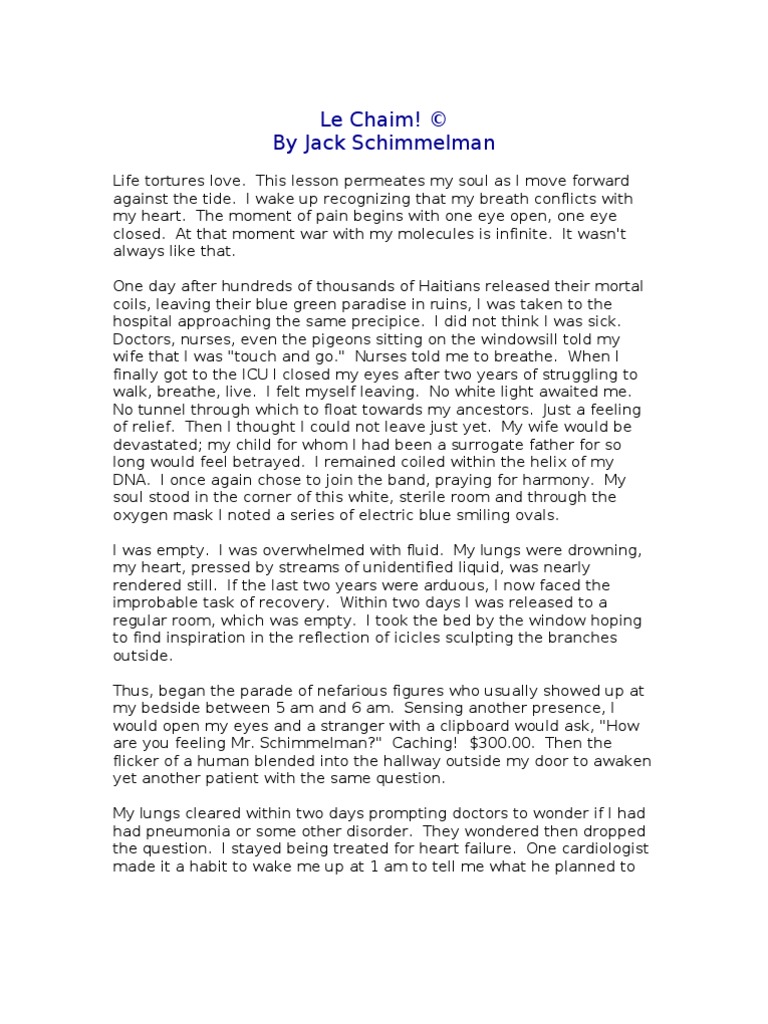 Le Chaim | PDF | Physician | Medicine