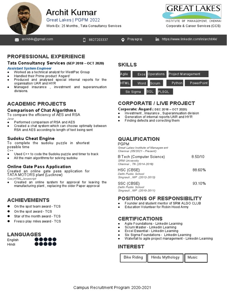 Archit Kumar: Professional Experience Skills | PDF | Computing ...