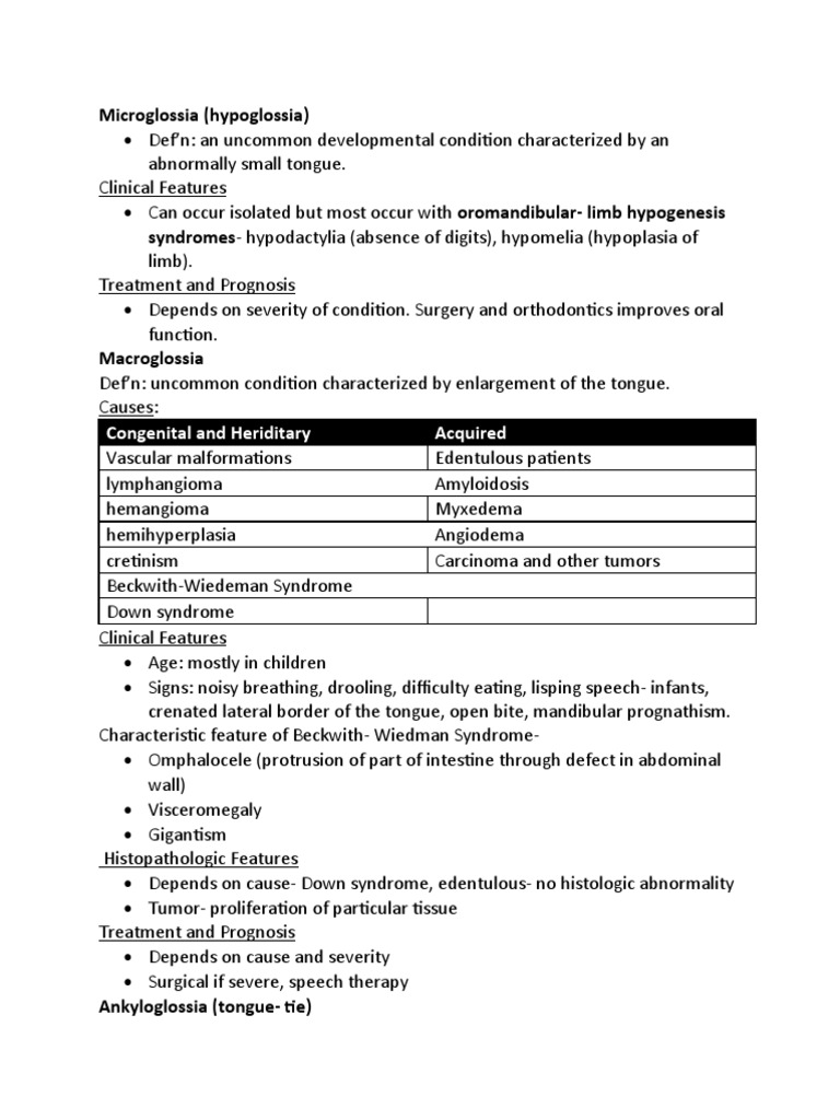 Microglossia PDF Health Sciences Human Diseases And Disorders