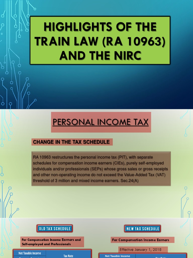 Overview of RA 10963: Train Law Changes | PDF | Taxes | Value Added Tax