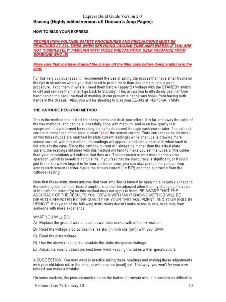 Biasing (Highly Edited Version Off Duncan's Amp Pages) Express Build