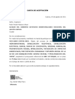 Carta de Aceptación: Alcalde Del Gobierno Autonomo Descentralizado Municipal Del Cantón Cuenca