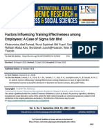 Factors Influencing Training Effectiveness Among Employees: A Case of Sigma SDN BHD