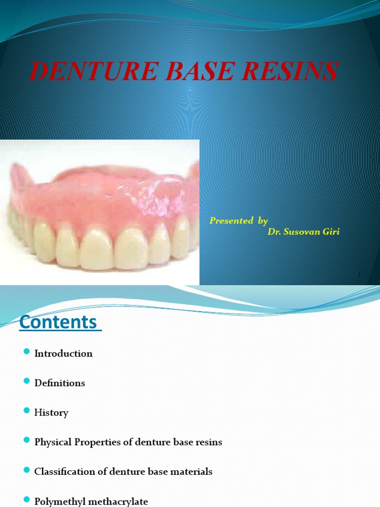 Denture Base Resins PDF Dentures Poly(Methyl Methacrylate)