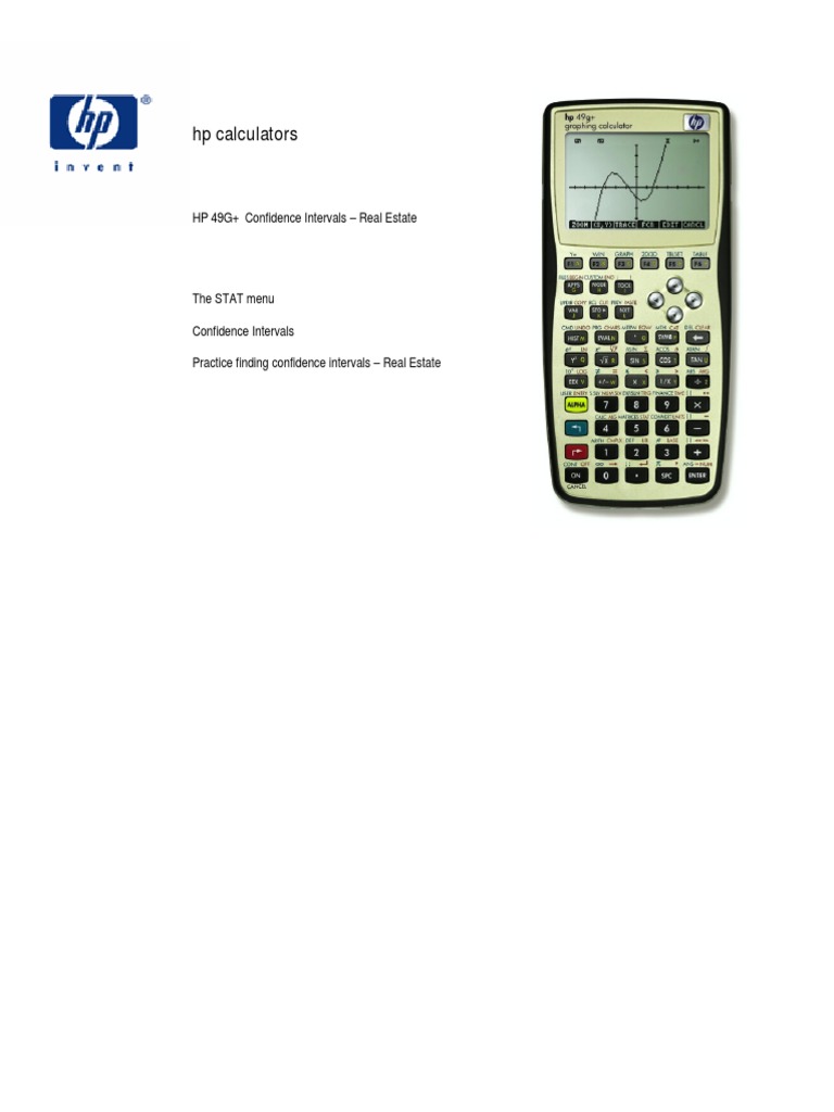 HP Calculators HP 49G+ Confidence Intervals Real Estate PDF