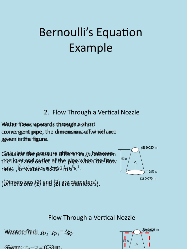 2e Bernoullis Equation Examples | PDF | Fluid Dynamics | Statistical ...