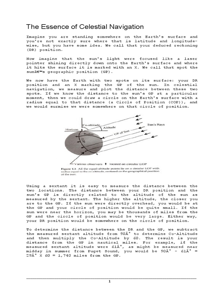 The Essence of Celestial Navigation | PDF | Navigation | Angle