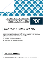 Legislation Governing Unions and Wages