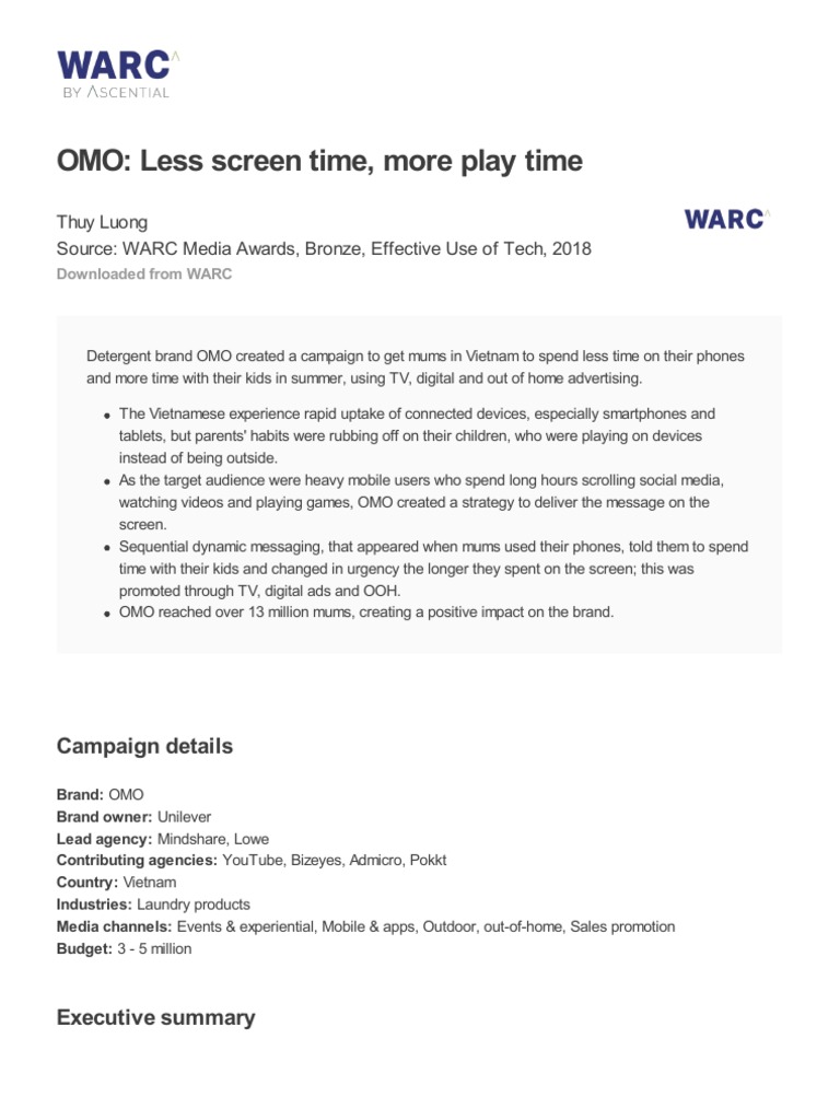 OMO Less Screen Time More Play Time | PDF | Online And Offline ...