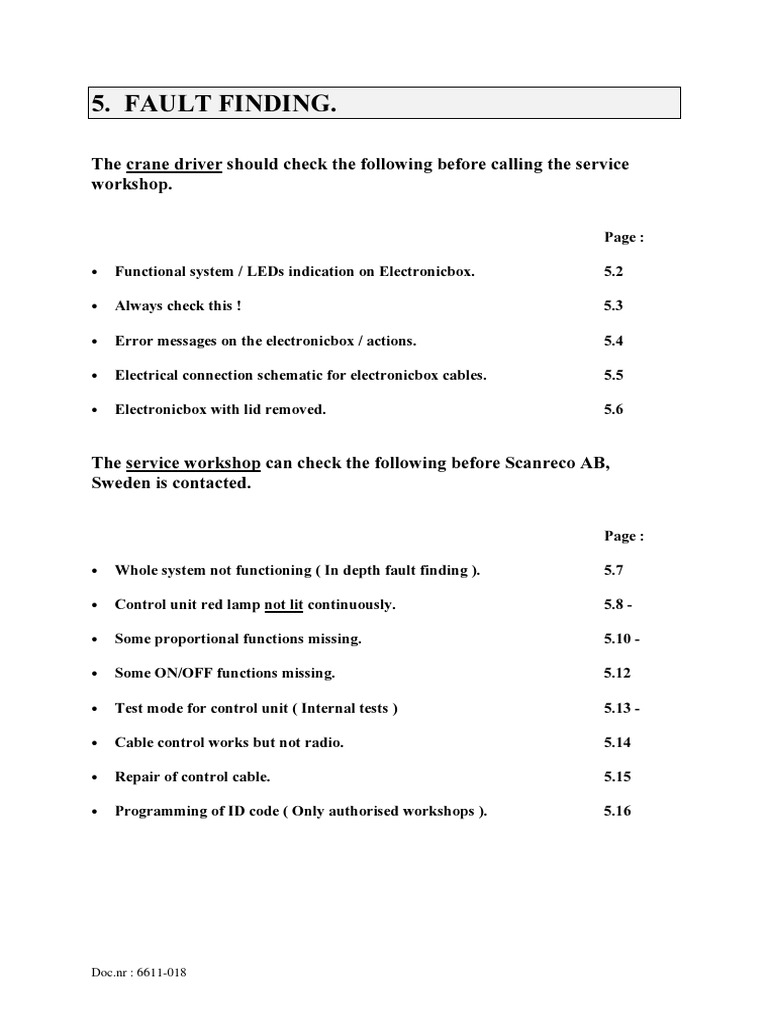 Crane Fault Finding Guide | PDF | Switch | Amplifier