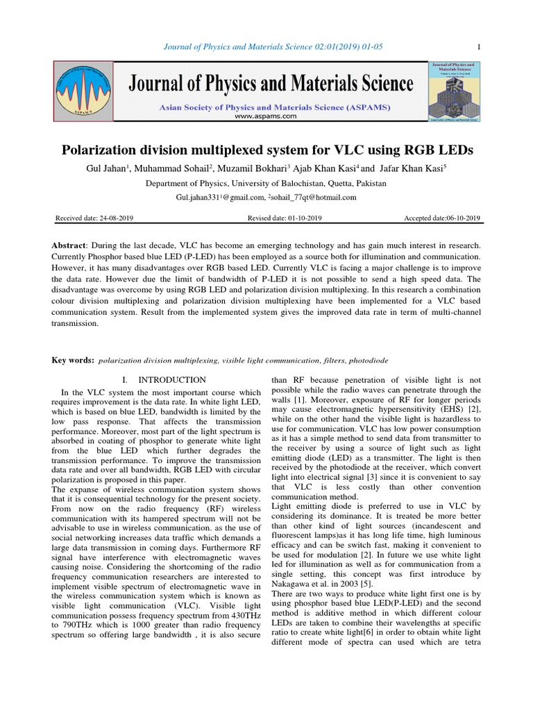 RGB LED VLC with Polarization Multiplexing | PDF | Light Emitting Diode ...