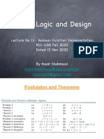 13 DLD Lec 13 Boolean Function Implementation and Miniimization Dated 12 Nov 2020 Lecure Slides