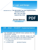 22 DLD Lec 22 or-And-InVERT Two Level Implementation, Exclusive or Implementation Dated 03 Dec 2020 Lecture Slides
